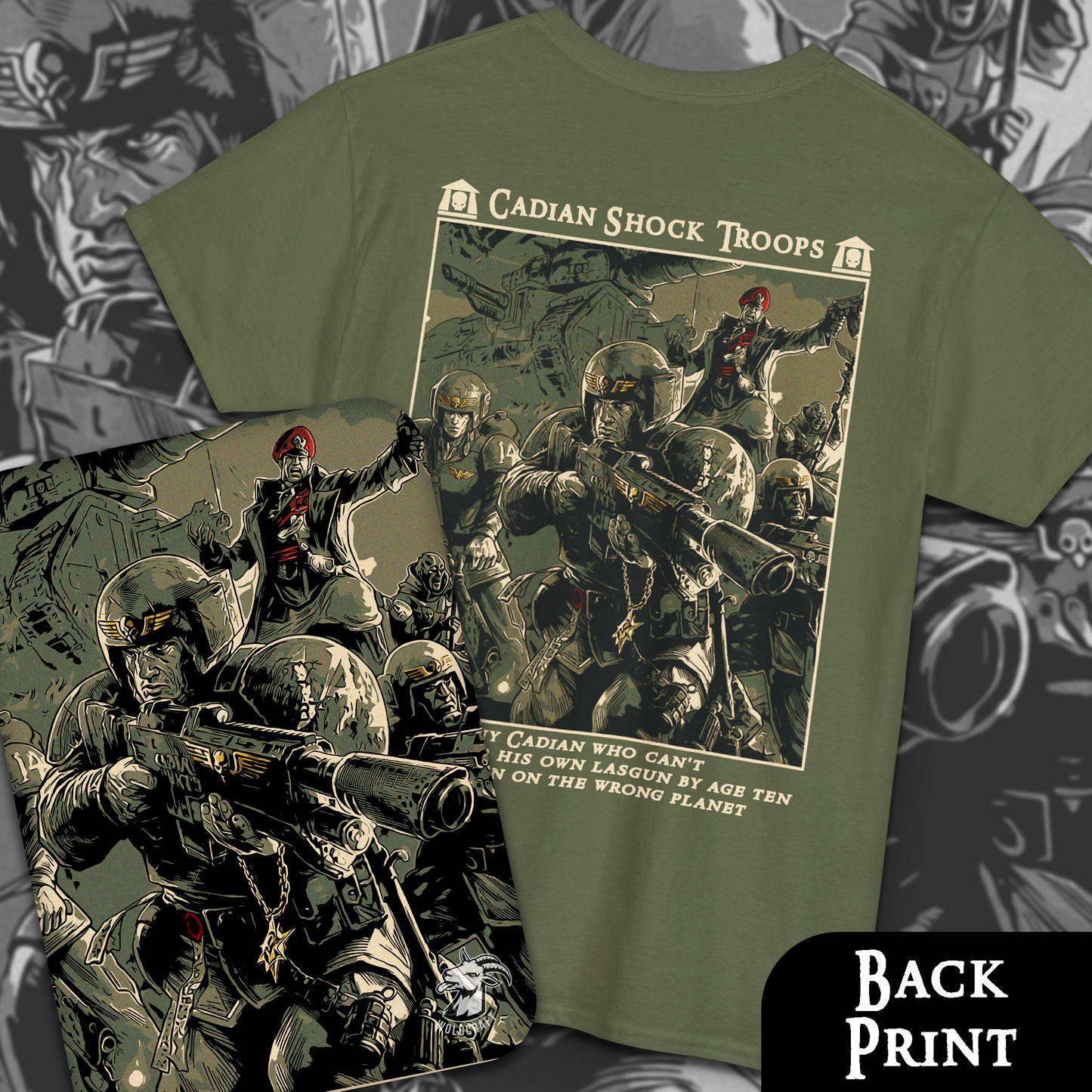 Cadian Shock Troops - Astra Militarum | Back Print T-Shirt