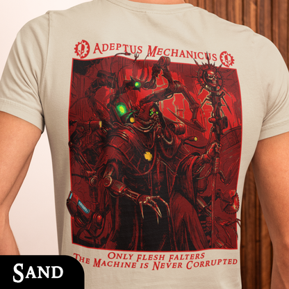 Adeptus Mechanicus - Only Flesh Falters | Back Print T-Shirt