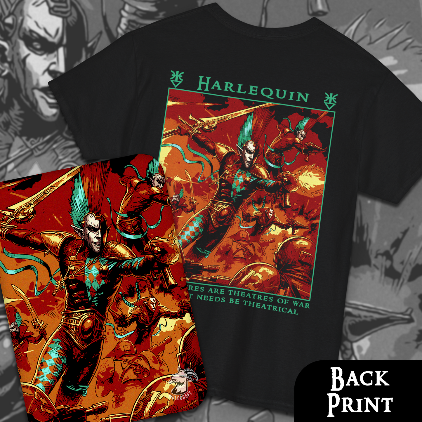 Harlequin - Warhammer 40k | Back Print T-Shirt