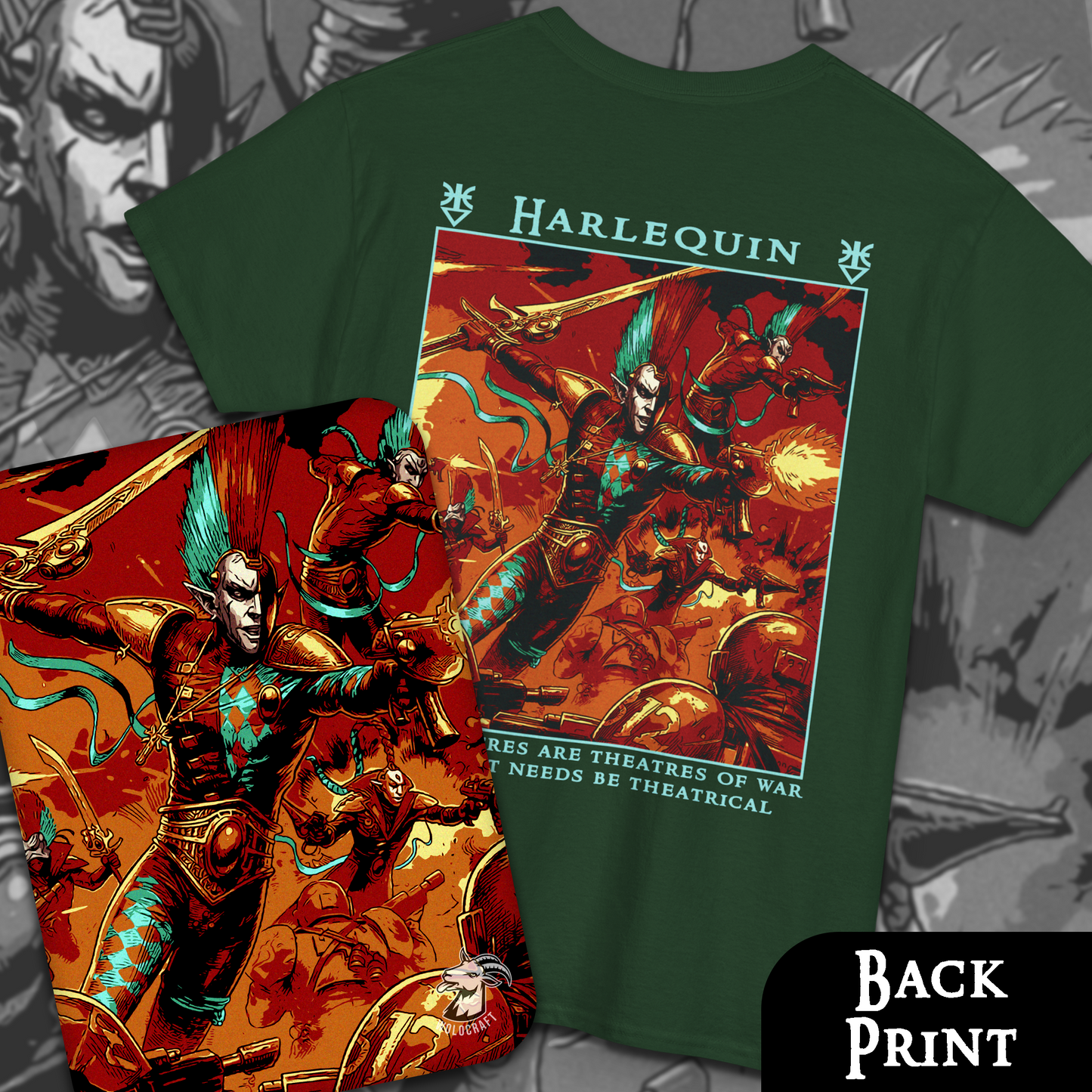 Harlequin - Warhammer 40k | Back Print T-Shirt