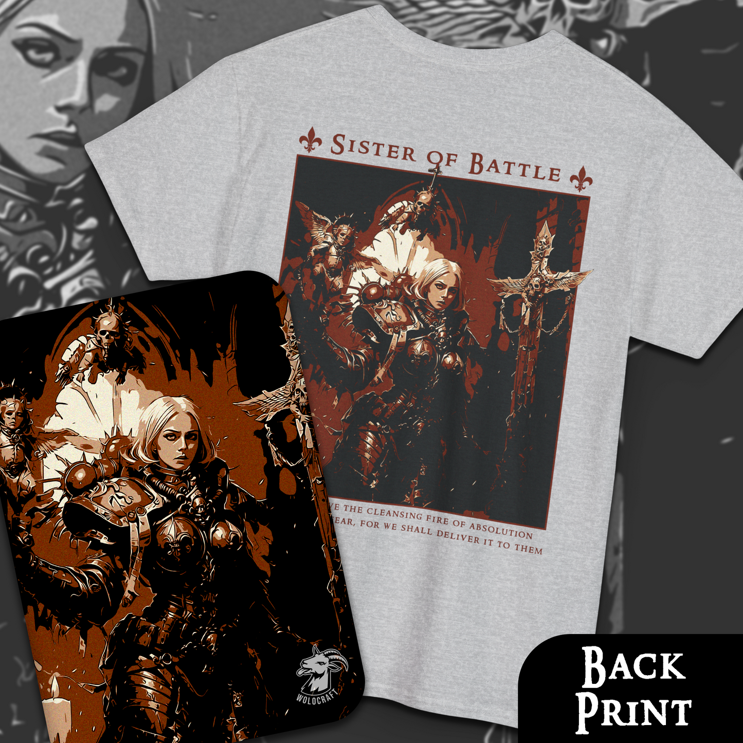 Sister Of Battle - Adepta Sororitas | Back Print T-Shirt