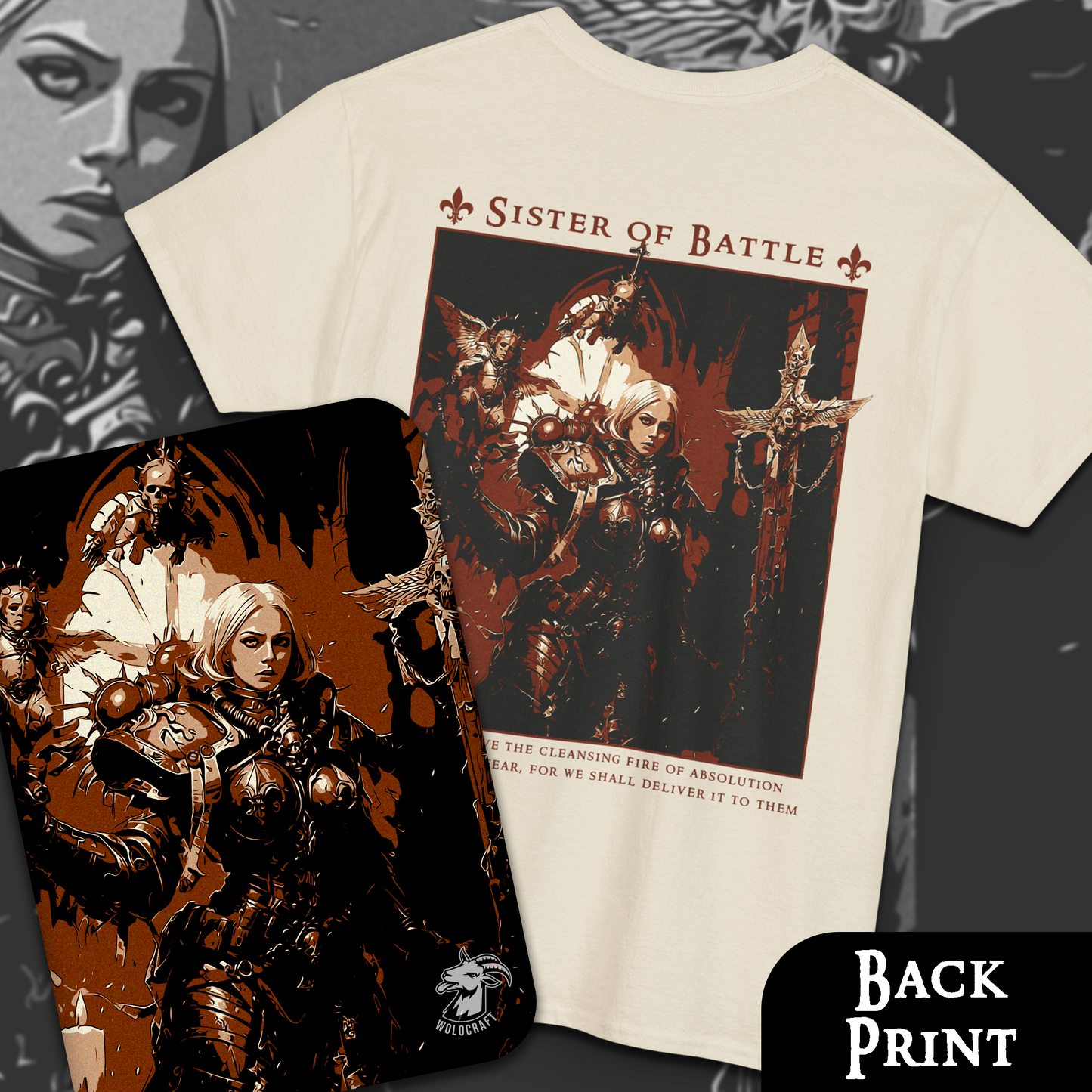 Sister Of Battle - Adepta Sororitas | Back Print T-Shirt