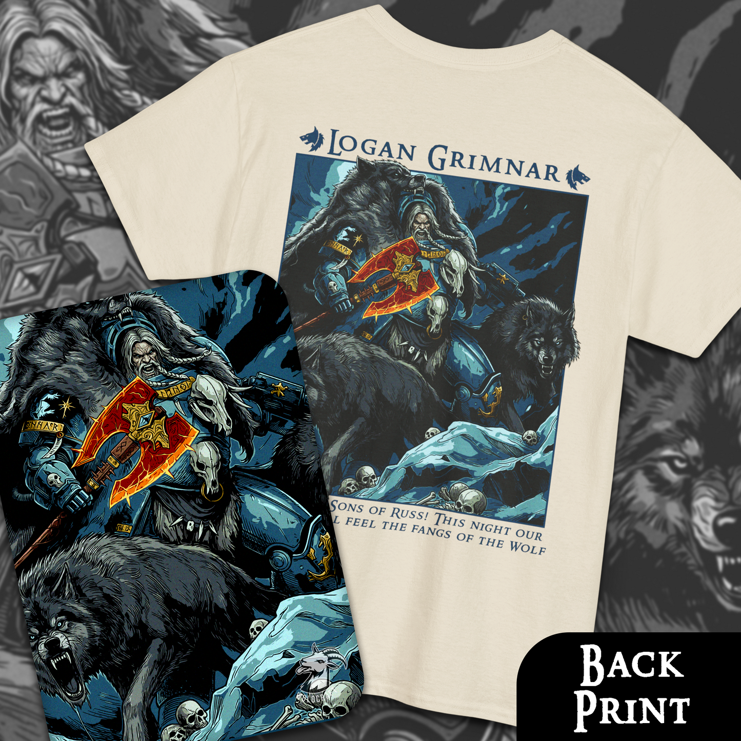Logan Grimnar - Space Wolves | Back Print T-Shirt