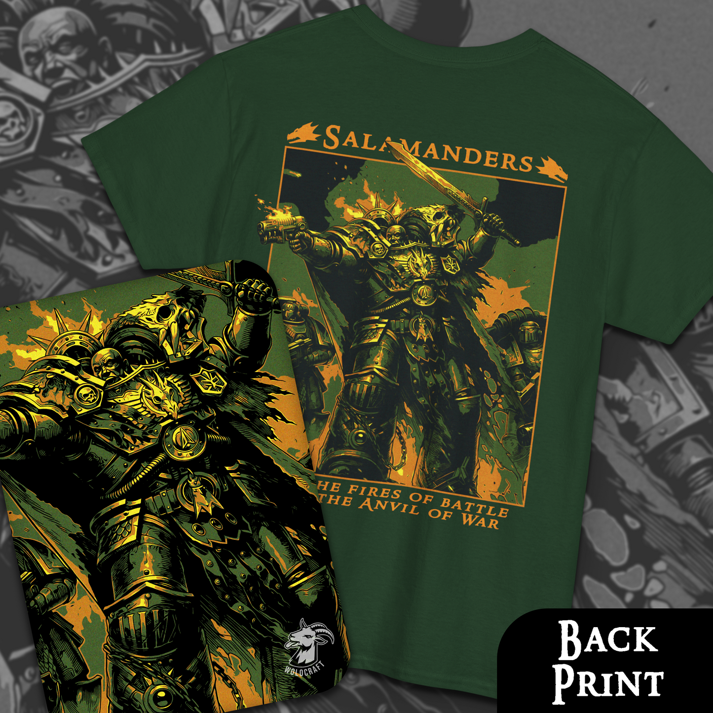 Salamanders - Unto The Anvil of War | Back Print T-Shirt