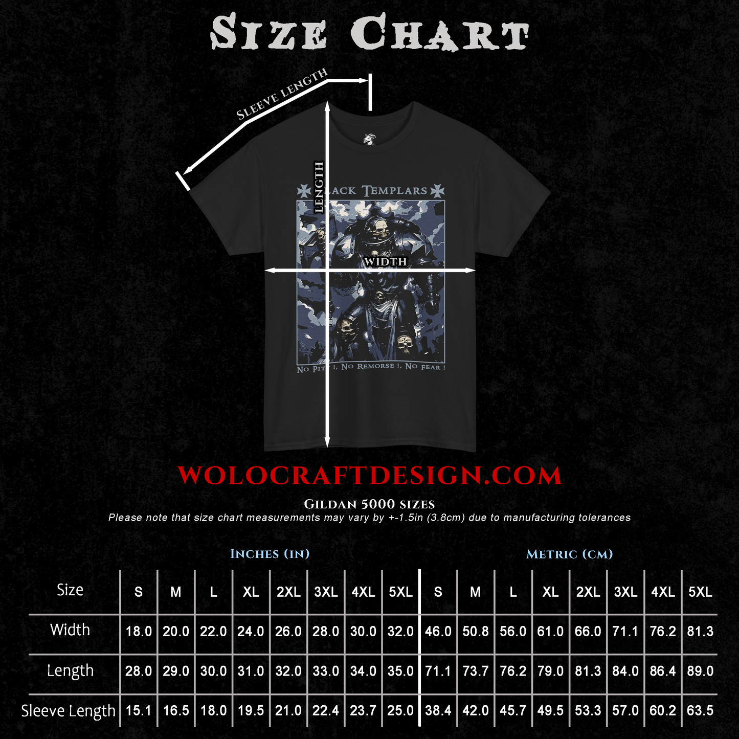 Black Templars - No Pity, No Remorse, No Fear | Back Print T-Shirt